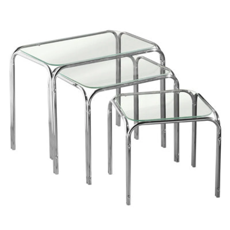 Image of Premier Housewares Nest Of 3 Clear Glass Pointed Oval Tables Silver