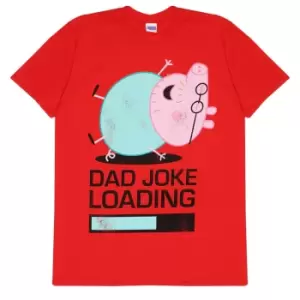 Image of Peppa Pig Official Adults Unisex Daddy Pig Joke Loading T-Shirt (S) (Red)