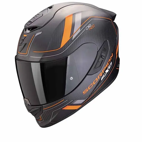 Image of Scorpion EXO-1400 Evo II Carbon Air Mirage Matt Black Orange Full Face Helmet 2XL