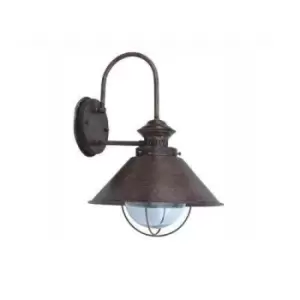 image of Nautica 1 Light Outdoor Large Dome Wall Light Rust Brown, E27