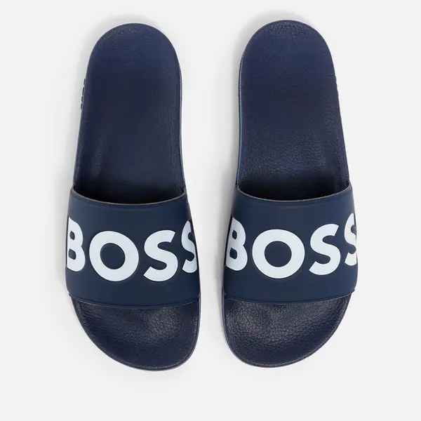 Image of BOSS Mens Aryeh Rubber Sliders - UK 8 Blue Sandals male 50505283-405 8