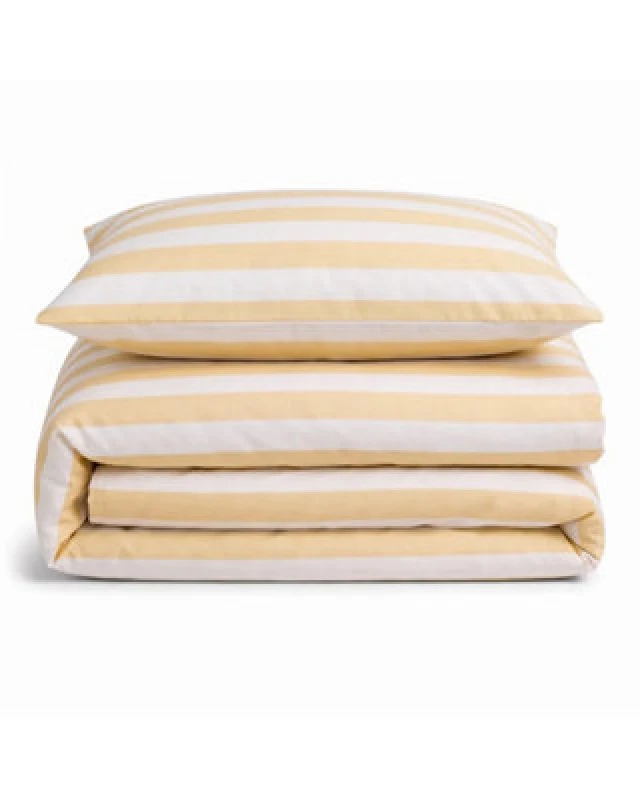 Image of Sweet Dreams Desert Sand Lyndon Wide Stripe Duvet Cover And Pillowcase Set Single