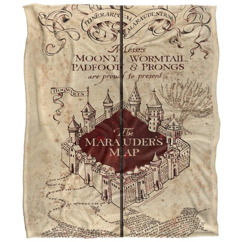 Image of Harry Potter Marauders Map Blanket Marauder Map unisex One Size