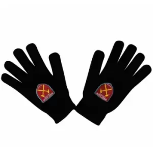 image of West Ham United FC Childrens/Kids Knitted Gloves (One Size) (Black)