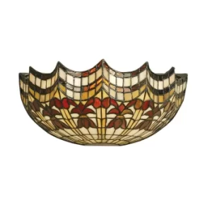 Image of Vesta 1 Light Indoor Wall Uplighter Dark Bronze with Tiffany Glass, E14