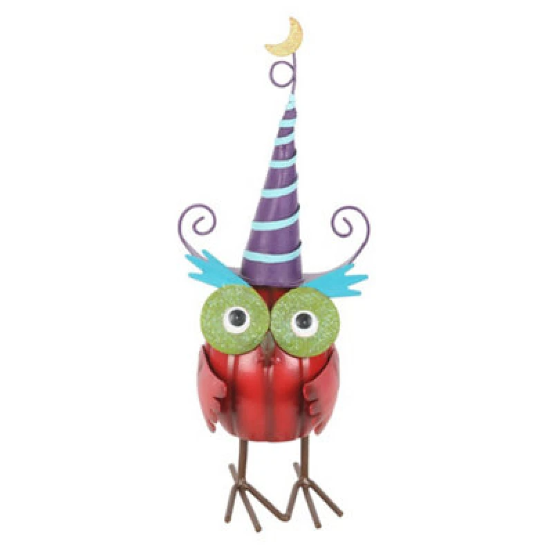 Image of Something Different Something Different Metal Owl & Witch Hat Ornament in Red Red One Size Unisex 5063806897576