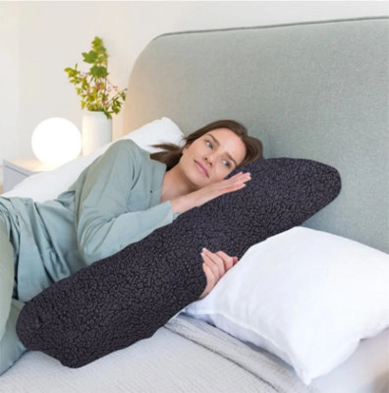 Image of Ezysleep Ezysleep Teddy Fleece Heated Body Pillow in Grey Grey One Size Unisex 0721545589354