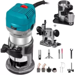 Image of 800W Max Torque Variable Speed 30,000 RPM Compact Router with Collets 1/4" & 1 x Offset Base