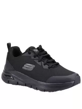 Image of Skechers Arch Fit Lace Up Athletic Workwear Trainers, Black, Size 4, Women