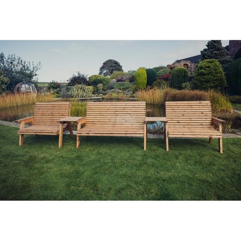 Image of Churnet Valley Garden Furniture Ltd Valley 1X3B 2X2B Straight Tray - Fully Assembled - Set of Cushions Inc in Brown Brown Unisex