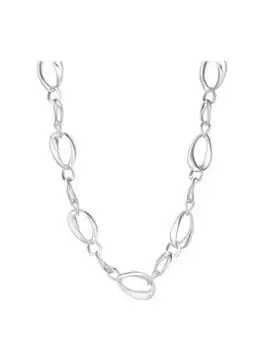 image of Mood Silver Polished Organic Link T Bar Necklace, Silver, Women