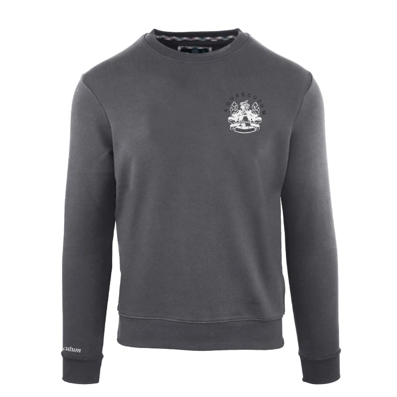 Image of Aquascutum Mens Roundnk Sweat Crew Sweatshirt Crew Sweaters Small Black 52345003350