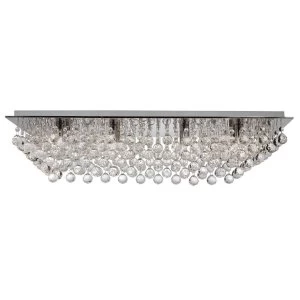 image of 8 Light Flush Ceiling Light Chrome with Crystal Decoration, G9