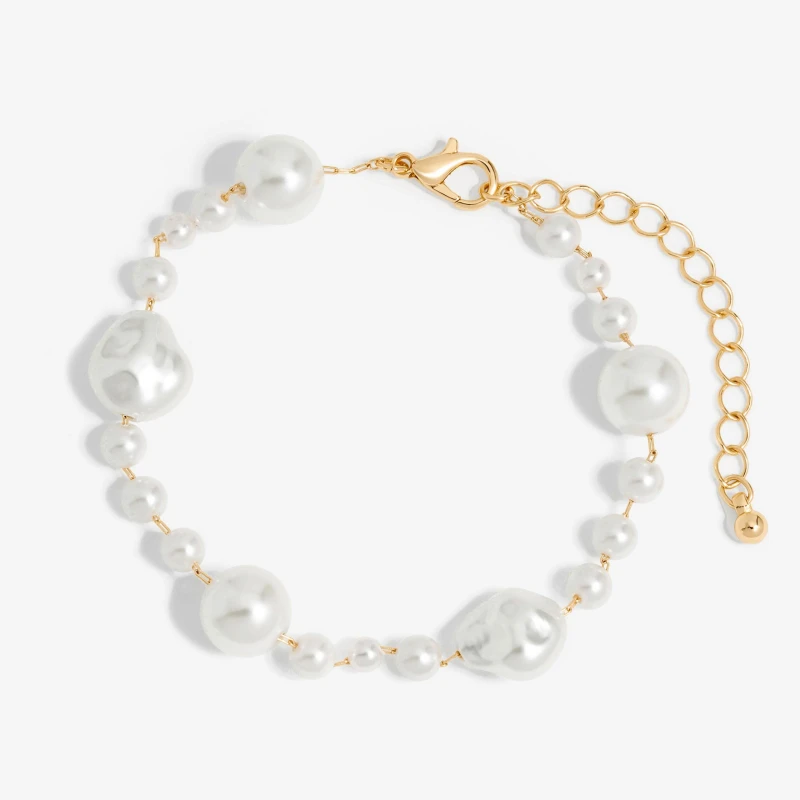 Image of Jon Richard Gold Plated Baroque Mixed Pearl Bracelet Gold