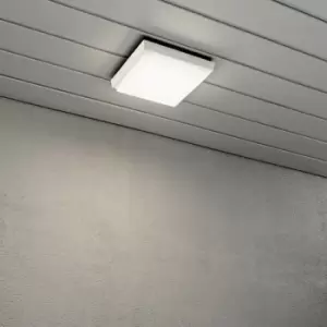 Image of Konstsmide Cesena Outdoor Modern Square Flush Square Wall Lamp White 10W LED, IP54