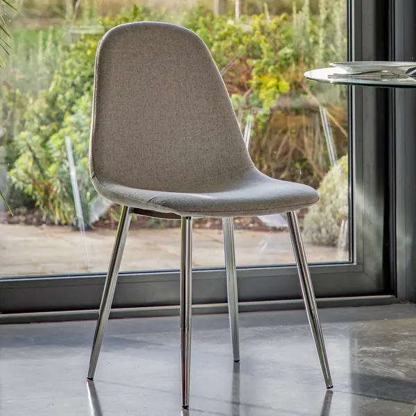 Image of Set of 2 Memphis Flatweave Dining Chairs Light Grey