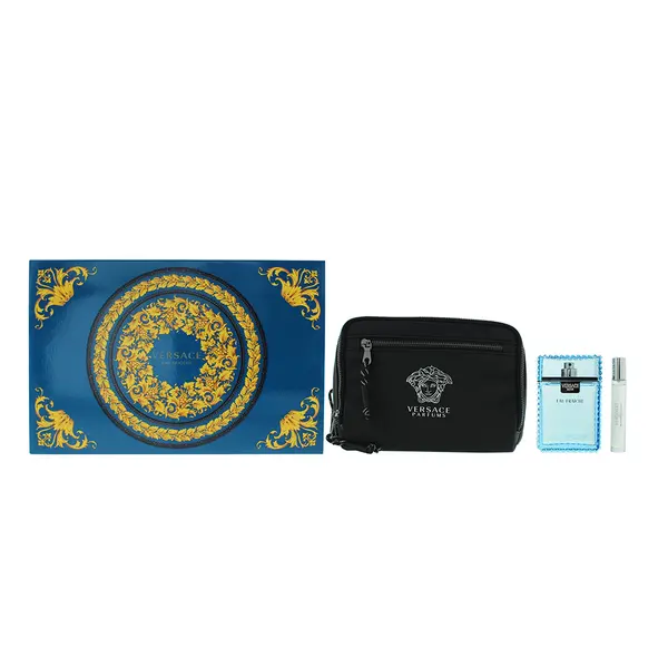 image of Versace Man Eau Fraiche 3 Piece Gift Set: Eau de Toilette 100ml - Eau de Toilette 10ml - Bag