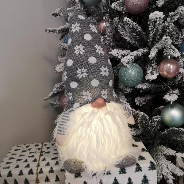 image of 56cm Battery Operated Light up Christmas Standing Gonk Decoration in Grey