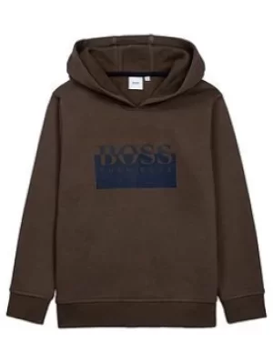 Image of Hugo Boss Logo Pullover Hoodie Khaki Size 10 Years Kids