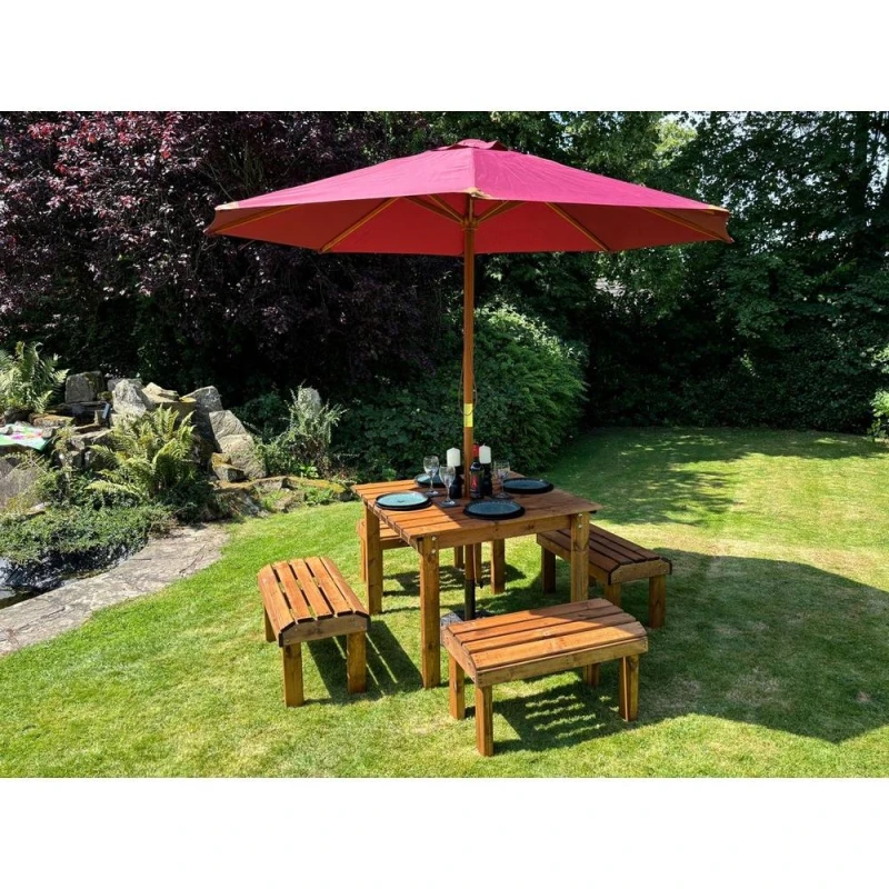 Image of Charles Taylor Four Seater Garden Furniture Table Set - L160xW170xH80cm - Burgundy in Light Brown Light Brown Unisex