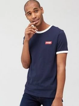 Image of Wrangler Ringer T-Shirt - Navy, Size XL, Men