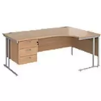 image of Dams International Right Hand Ergonomic Desk MC18ERP3SB 1,800 x 1,200 x 725 x 800 - 990 mm