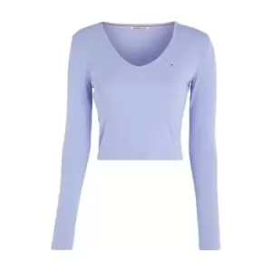 Image of Tommy Jeans Tjw Bby Crp Essential Rib V Ls - Blue