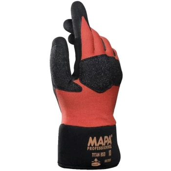 image of Nitrile Coated Gloves, Shock Absorbing, Black/Orange, Size 7 - Mapa Professional