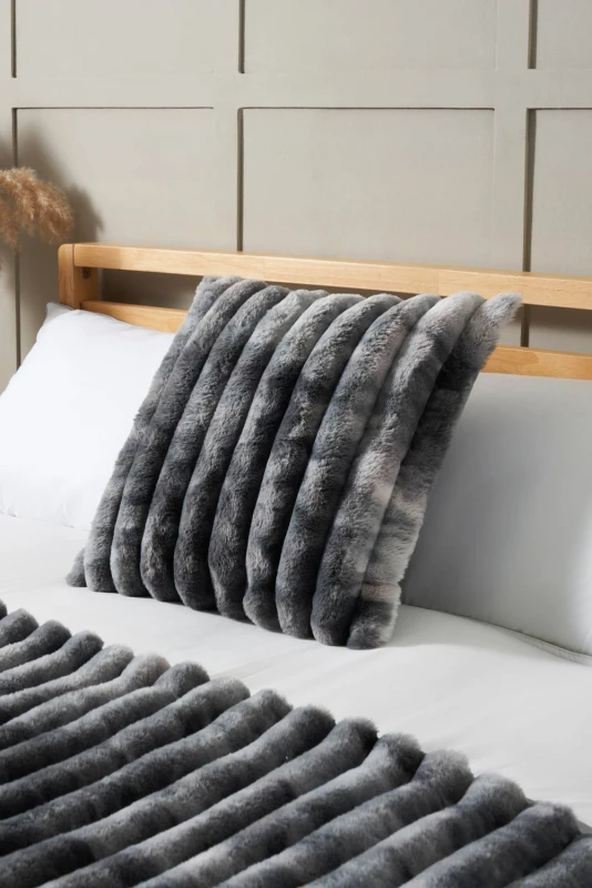 Image of BHS Marled Rib Cushion in Grey Grey Unisex