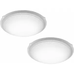 Image of 2 pack Wall Flush Ceiling Light Colour White Shade White Clear Glass LED 11W