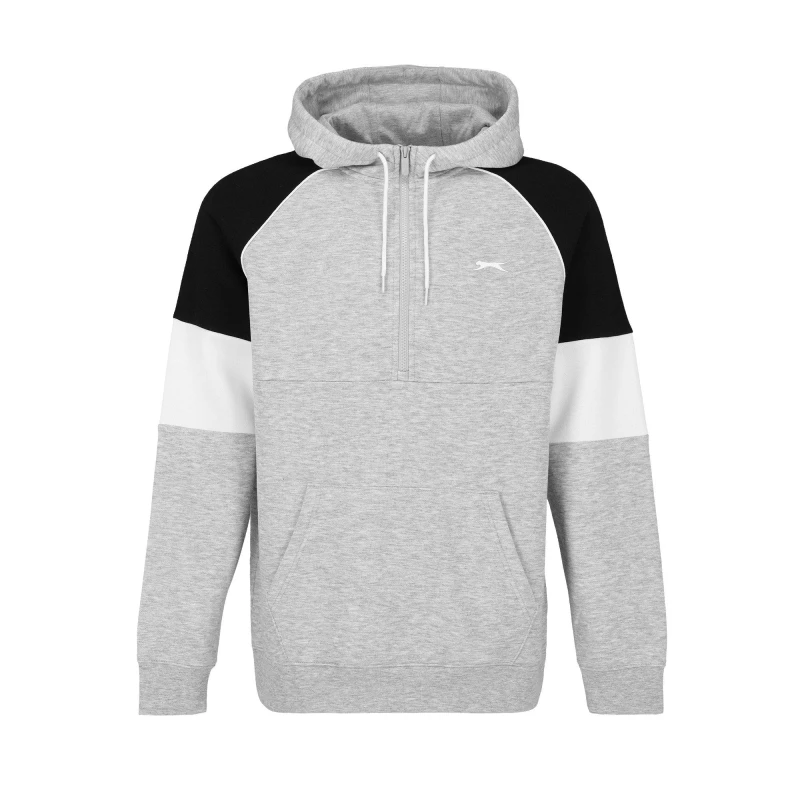 Image of Slazenger Fleece Quarter Zip Tracksuit Mens Grey Marl/Black male XS