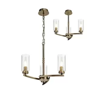 Image of Ceiling Pendant, Semi Ceiling, 3 x E14, Antique Brass
