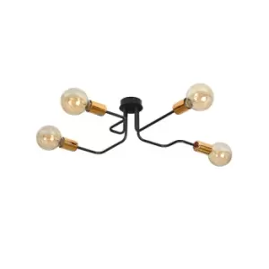Image of Emibig Harmony Black/Copper Multi Arm Semi Flush Ceiling light 4x E27