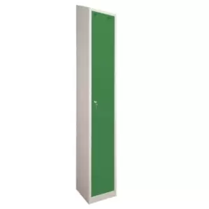 Image of 1 Door Locker, 300X300, Grey Carcass/Green Doors, Sloping Top, Camlock