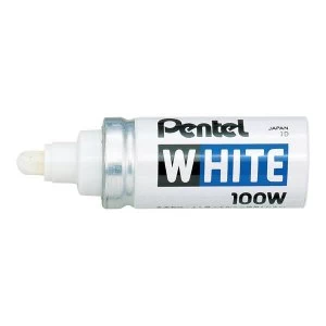 image of Pentel White 100W 6.0mm Broad Bullet Tip Valve Controlled Permanent Marker White Pack of 12