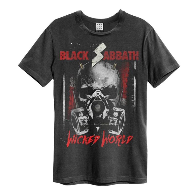 Image of Amplified Amplified Men Wicked World Black Sabbath T-Shirt in Charcoal Size: X-Small Charcoal XS Male 5059699797147