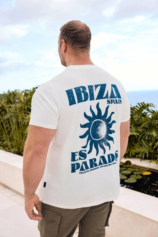 Image of BadRhino BadRhino Men Ibiza Paradise Graphic T-Shirt in Off White Size: X-Large Off White X-Large Male 5063853018993