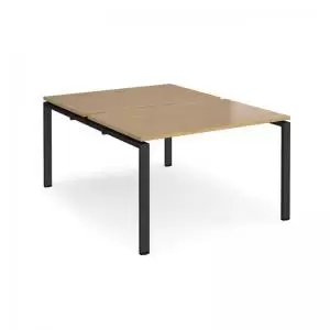 Image of Adapt back to back desks 1200mm x 1600mm - Black frame and oak top