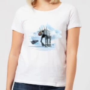 Image of Star Wars AT-AT Reindeer Womens Christmas T-Shirt - White - 3XL