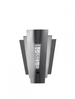 image of Flush Wall Lamp 2 Light Stainless Steel, Crystal