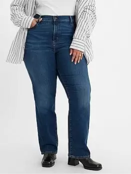 image of Levis Plus 724 Plus Hi Rise Straight Jean - Blue Wave Dark, Blue, Size Us 22 = UK 24, Inside Leg Short, Women