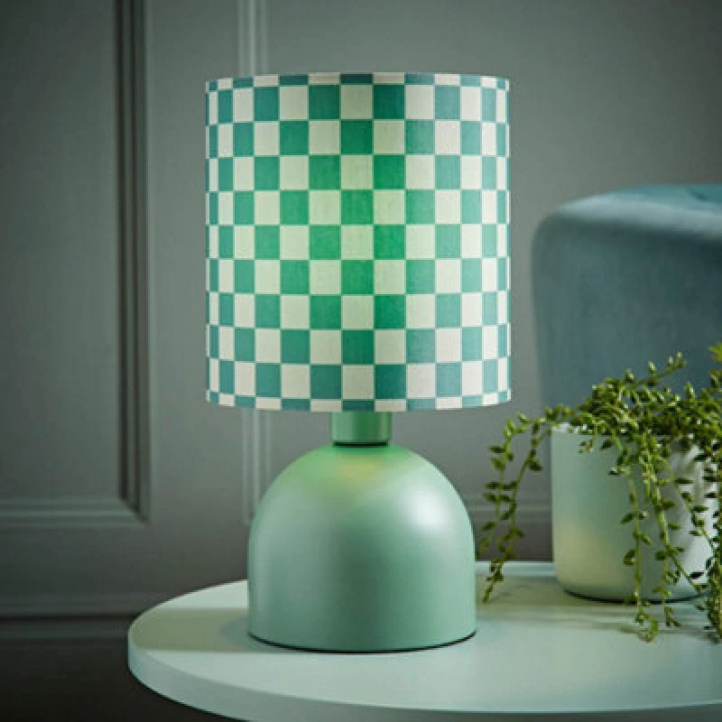 Image of ValueLights ValueLights Mileys Green Checkerboard Drum Lamp Shade Moss Green Table Lamp Green One Size Unisex 5016529272366
