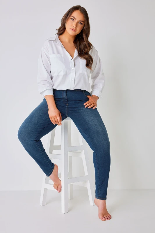 Image of Yours Womens Skinny AVA Jeans in Blue Size: 24L Blue Female 24L