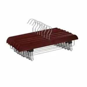 Image of Pack of 10 Brown Wooden Clothes Garment Coat Skirt Trouser Hangers - Oypla