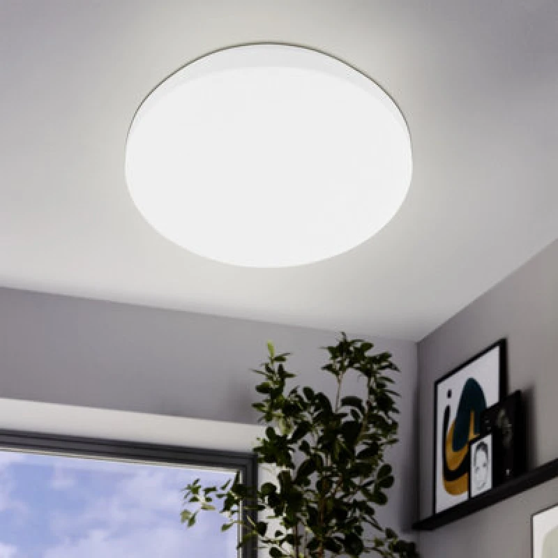Image of Eglo Basic Pogliola-E Ceiling Or Wall Light, 310mm, 1900 Lumen Cool White, Slim White Steel Design