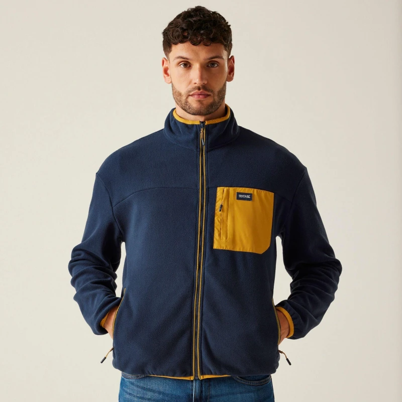 Image of Regatta Frankie Full Zip Fleece Navy/Mustard male L