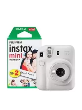 image of Fujifilm Instax Mini 12 Instant Camera With 20 Shot Film Pack - Clay White