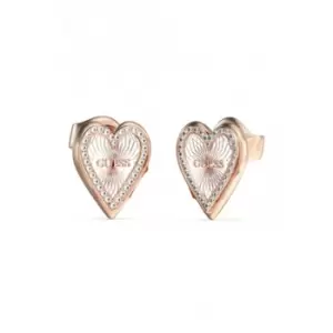 image of Ladies Love Me Tender Silver Rose Gold Earrings UBE03237RHRG