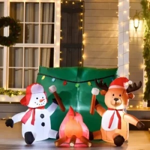 Image of Christmas Time 3.5FT Christmas Inflatable Snowman with Deer Outdoor Home Garden Decoration