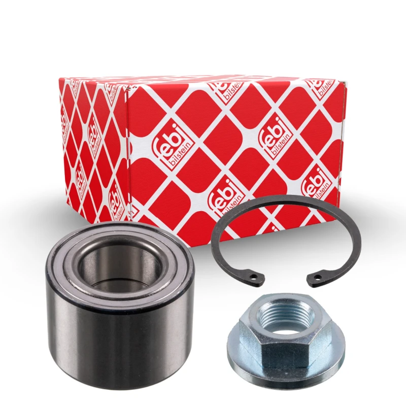 Image of FEBI BILSTEIN 19183 Wheel bearing kit with axle nut, Rear Axle Right, with retaining ring Wheel Bearing Kit (654)
